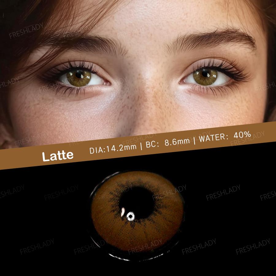 Freshlady 1 Pair 2pc 14.20mm Yearly Disposable Colored Contact Lenses, Natural Gray & Brown for Daily Wear, Office, Parties & Makeup