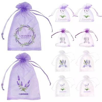 20Pcs Lavender Pattern Drawstring Mesh Bags Dried Flower Herbs Spices Storage Bag Odor-Eliminating Breathable Fragrance Pouches