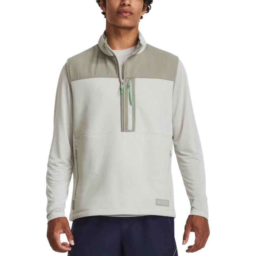 Under Armour سترة رجالية بدون أكمام بياقة واقفة وألوان متضاربة رمادي 1379918-502