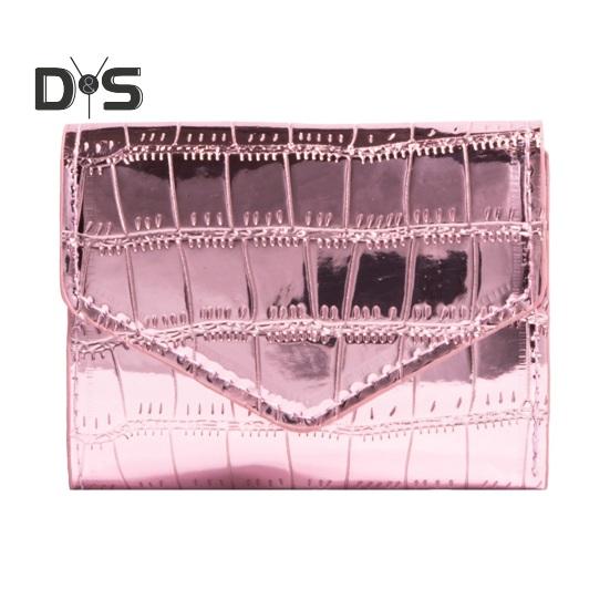 

Женский кошелек с гладкой поверхностью, множеством отделений для карт, портативный, с каменной текстурой, однотонный, с твердой строчкой, компактный мини-кошелек из искусственной кожи, сумка для монет розовый