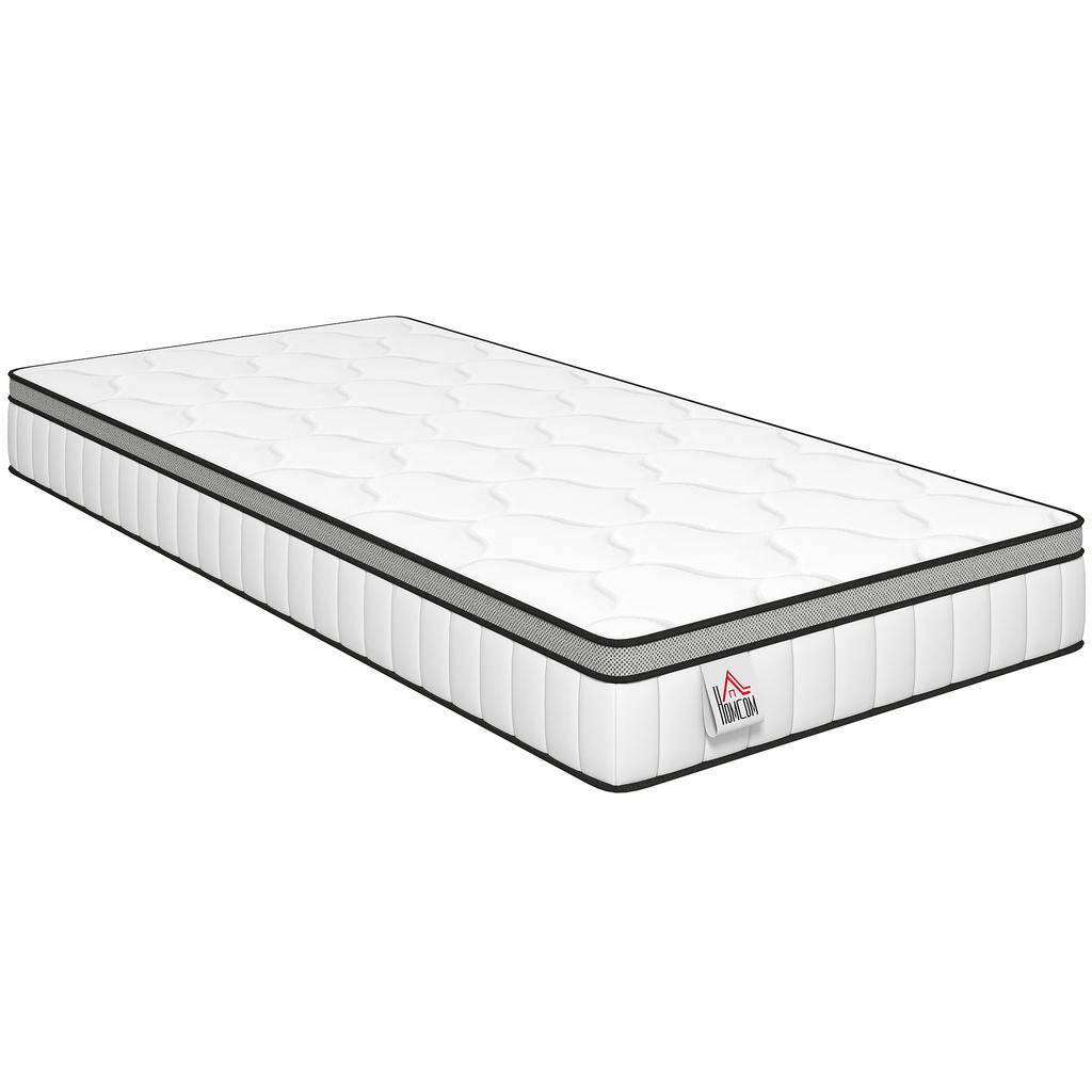 Materasso 90 x 190 cm, spessore 20 cm, materasso a molle insacchettate a 7 zone con memory foam al gel rinfrescante