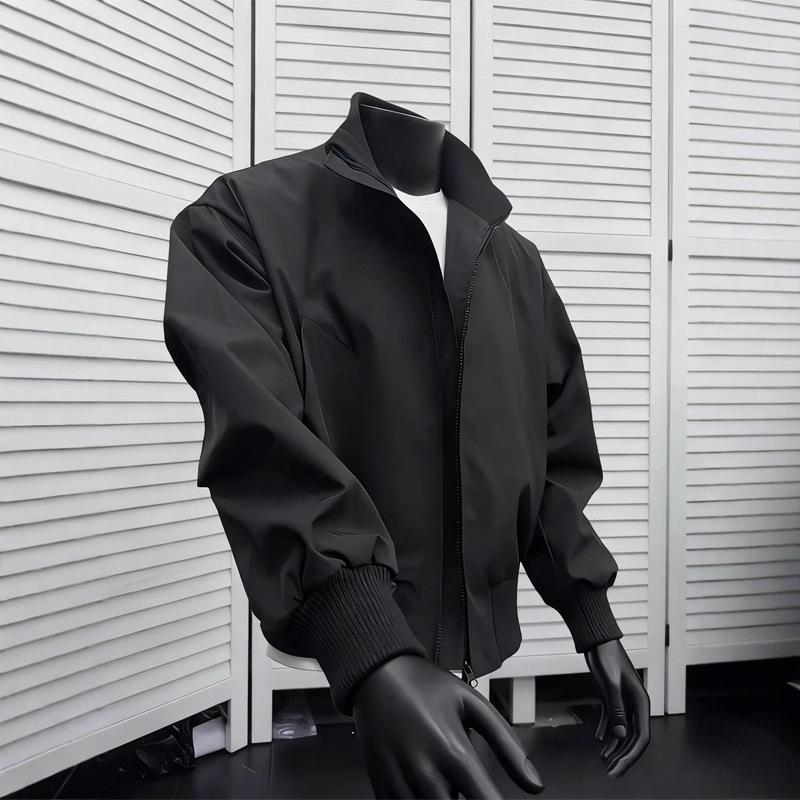 Men's Black CleanFit Workwear Bomber with Three-Proof Stand Collar