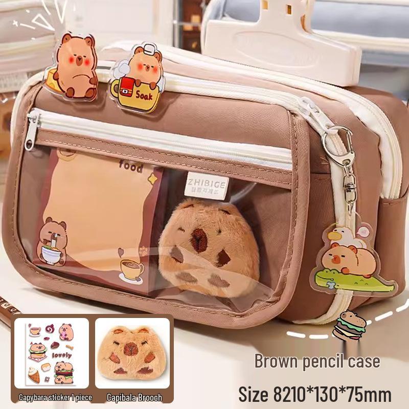 Piórnik Kapibara, Design 2024, Duża Pojemność, Unisex, dla Uczniów Szkolnych, Modna i Praktyczna Torba na Artykuły Papiernicze.