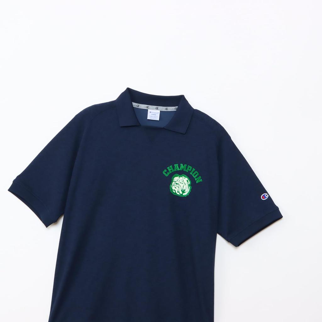 Champion Navy Short Sleeve Polo UV Flock Print Men's Shirt, C3-BG305, Quick-Drying, Protection,