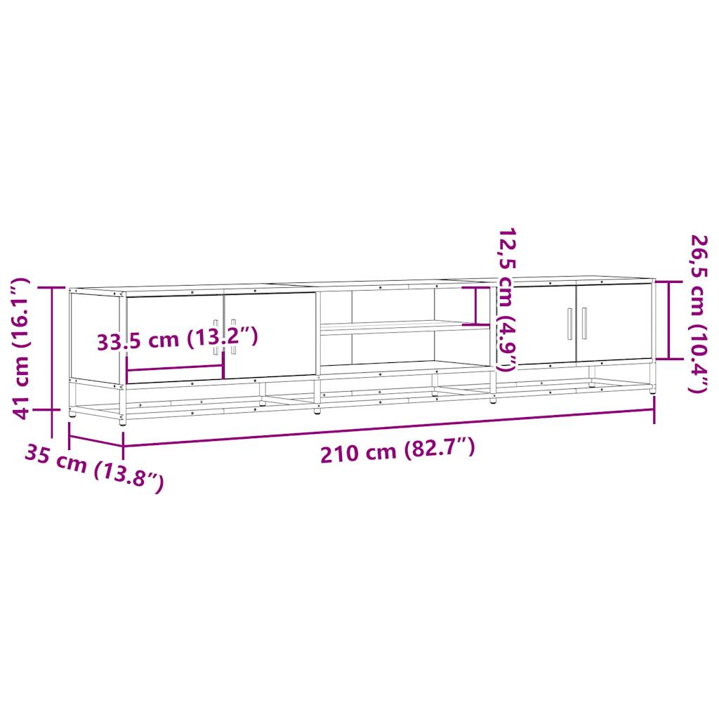 TV Stand in Sonoma Oak Finish 210 x 35 x 41 cm Engineered Wood
