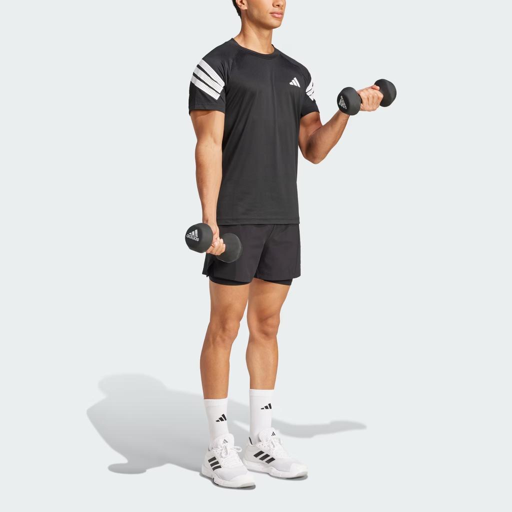 Adidas Icon 3-Stripes Tee Moisture-Wicking Fitness Training Crew Neck Slim Fit Short Sleeve T-Shirt Men Tops Black White JW9729