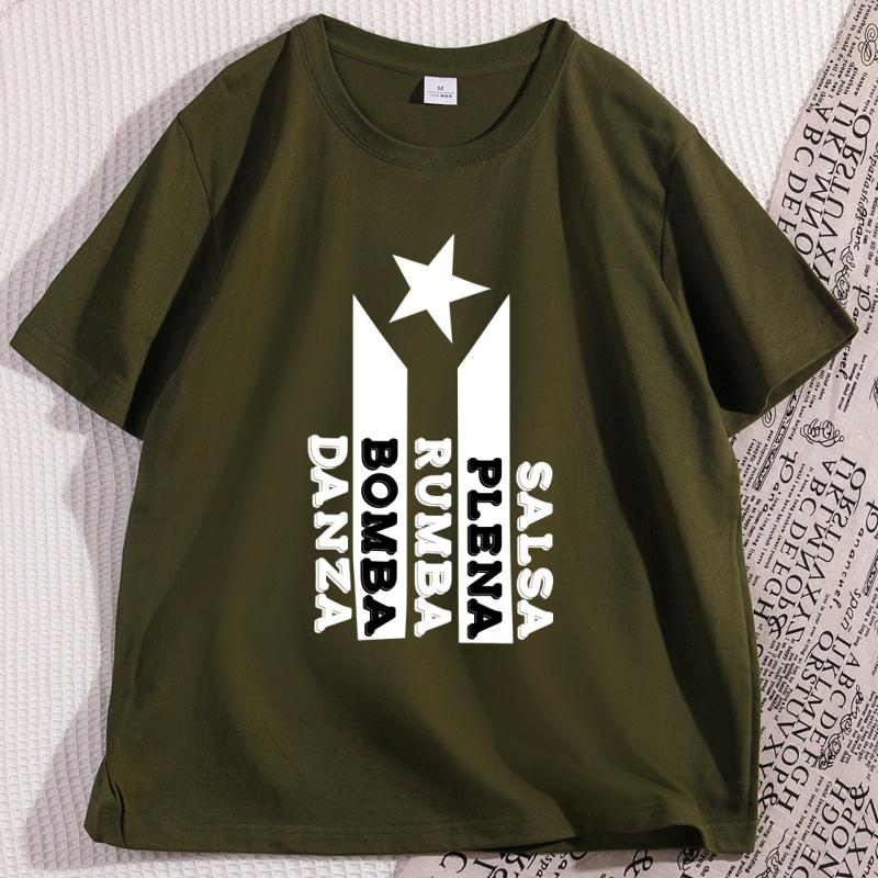 Salsa Plena Rumba T Shirt Men Women Puerto Rico Flag Tshirt Latin Music Lover TShirts Cotton Short Sleeve Round Neck Clothes
