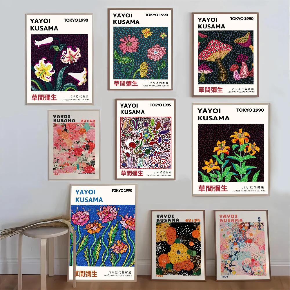 Yayoi Kusama Art Flower Poster Canvas Painting Abstract Prints and Posters HD Wall Art for Home Study Living Room Decor Unframed