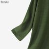 ZANZEA Camicetta casual da donna a maniche lunghe con scollo a V tinta unita