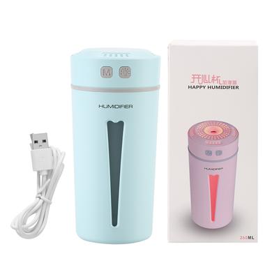 Nawilżacz powietrza USB w kształcie kubka do domu, biura, samochodu z kolorowym światłem nocnym LED (niebieski)