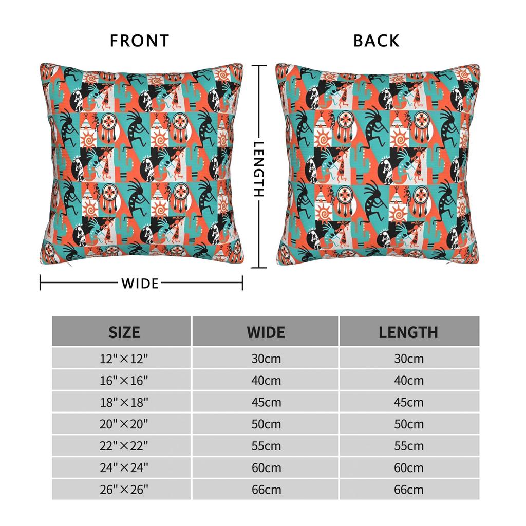 Kokopelli Symbol Square Pillow Case  Cushion Cover Awesome Zipper Decorative Throw Pillow Case Cover for Sofa 40x40cm