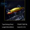 65mm 2.56in 5.4g  Custom Pencil Lure Submerged Stickbaits Pencil Lure Mini Sinking Stick Bait Hard Fishing Lure