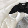 Knitted Fashion Women Blouses Tall Tops Turn Down Collar Youth Blouses Clothing Chic Cropped Shirt