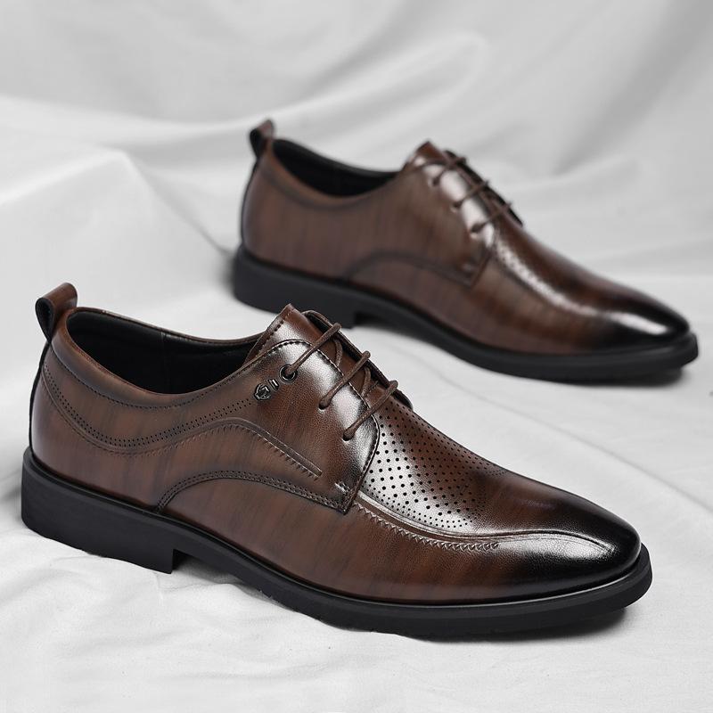 Men's 2025 Large Size Leather Shoes Brock Business Trend Men's Formal Wear British Style Commuter Shoes