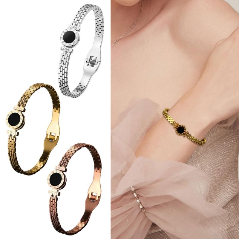 Unique Roman Letter Bangle Fashionable Engraved Love Wristband Handmade Gift for Her Trendy Women Wrist Accessories