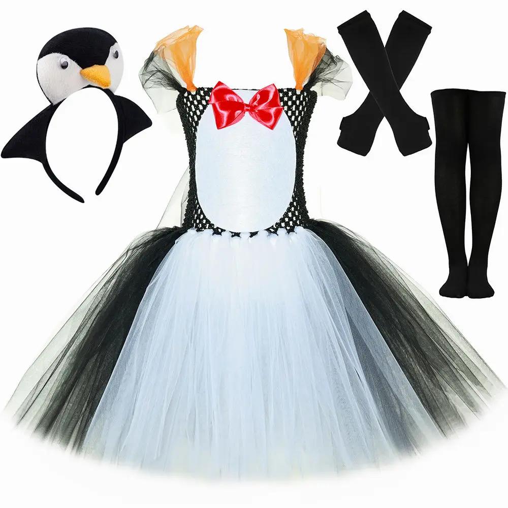 Disfraz de Pingüino para Niñas Halloween Carnaval Fiesta Actuación en Escenario Vestido Tutú Atuendo Disfraz de Animal Elegante para Niñas Ropa Linda