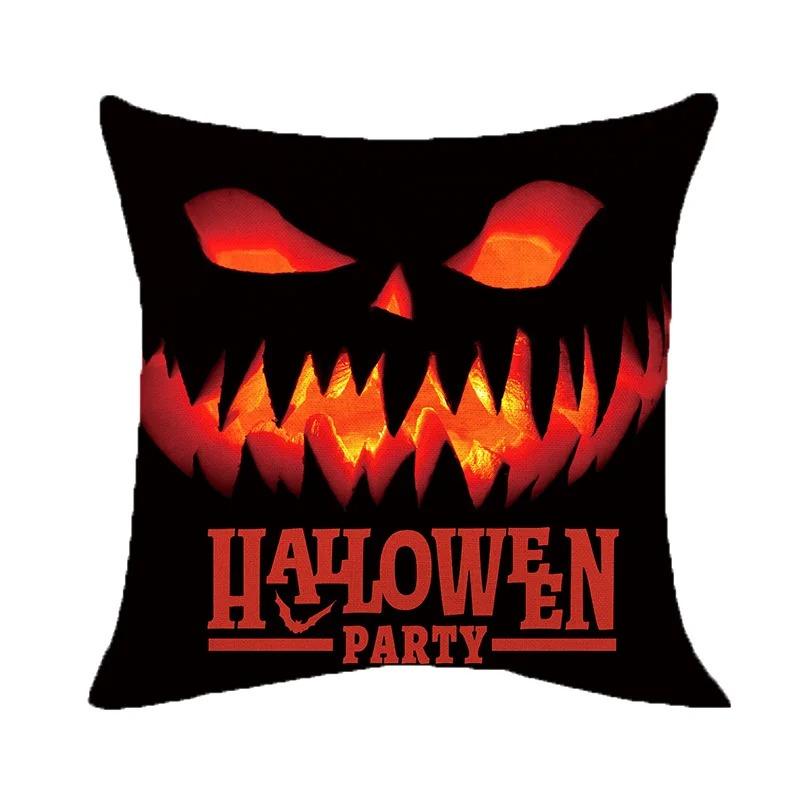 Halloween Theme Pillow Cover Car Office Living Room Sofa Halloween Pumpkin Lantern Decoration Pillow Cover