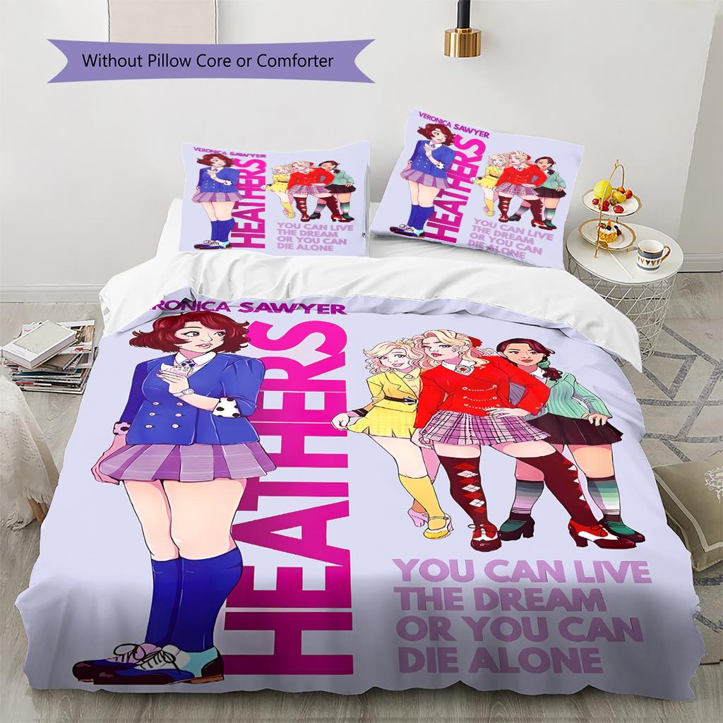 Heathers Pattern Bedding,Quilt Set Quilt Cover Pillowcase Home Birthday Gift (1 * duvet cover + 2 * pillowcase, without core)