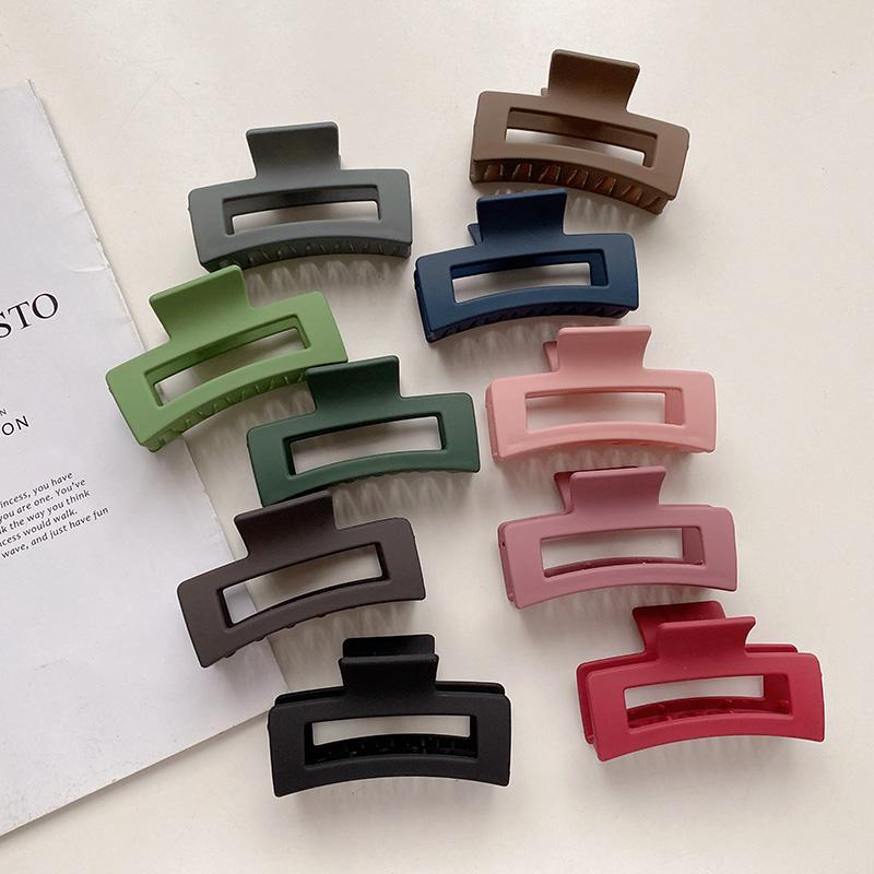 8.7cm Square Rectangle Simple Multi Colors Hair Claw Clips Middle Matte Hair Claw for Woman Girls