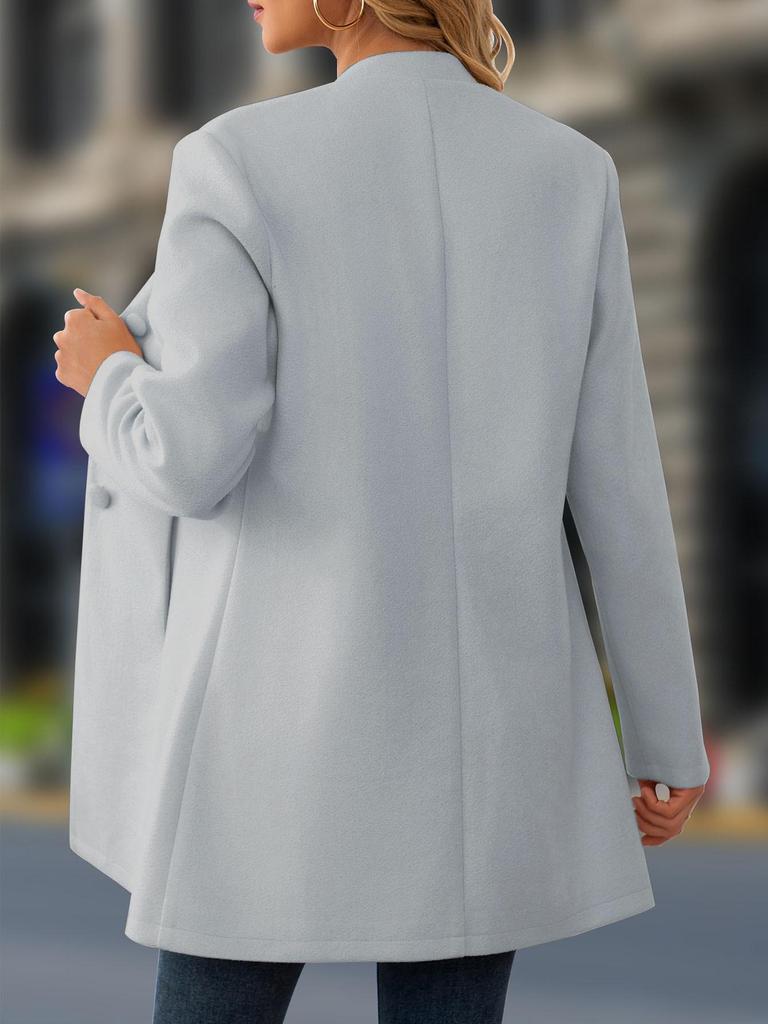 2025 European Plus Size Women's Casual Stand Collar Mid-Length Wool Coat - Autumn/Winter Collection