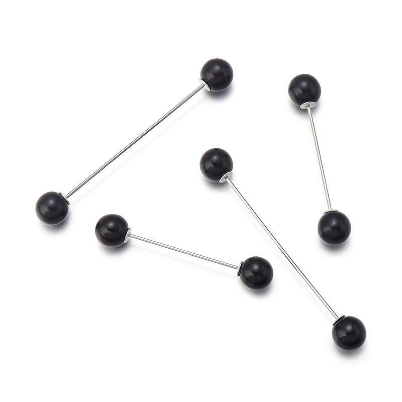 

Diy Alloy Imitation Pearl Brooches Black White Beads For Sweater Shawl Clip Women Safety Pin Jewelry Trendy Accessories 72x10mm чёрный