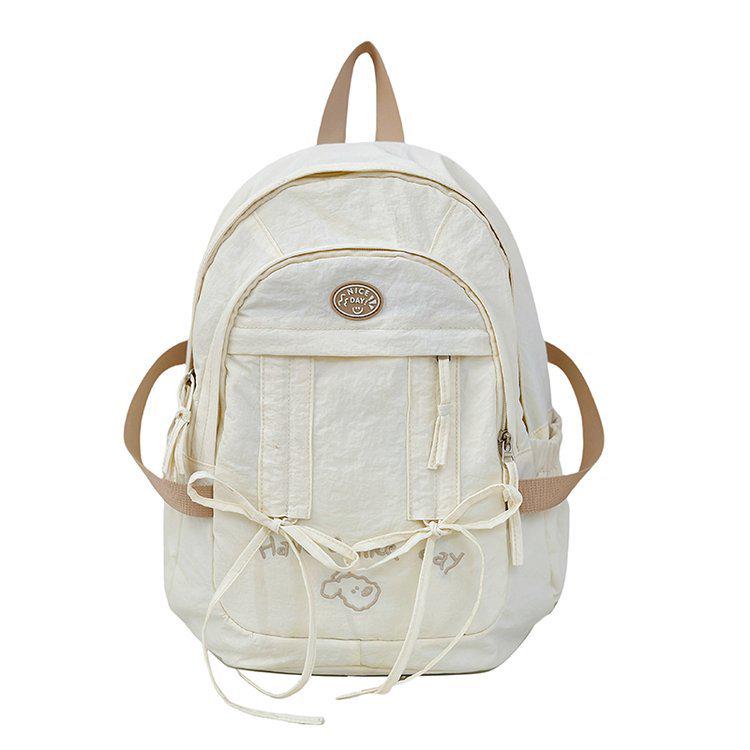 Korean Style Women's Casual Nylon Backpack - Cute, Large Capacity, Solid Color, Fresh Design, Small Laptop Compatible