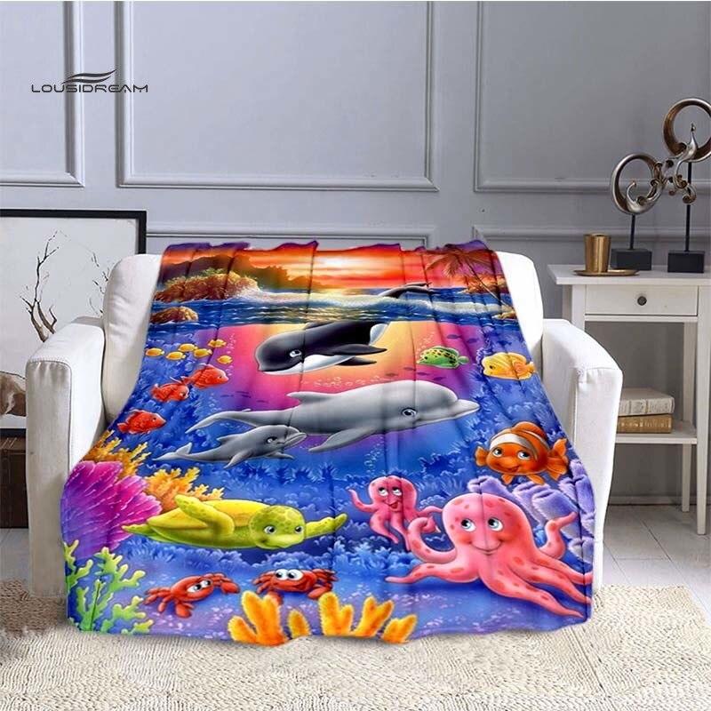 LOUSIDREAM Marine Life Flannel Blankets for Bed Home Travel Adult Flannel Blanket for Couch Bed Living Room Sofa Child Keep Warm