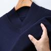 Hengyuanxiang Men's Autumn/Winter 100% Wool Faux Two-Piece V-Neck Sweater