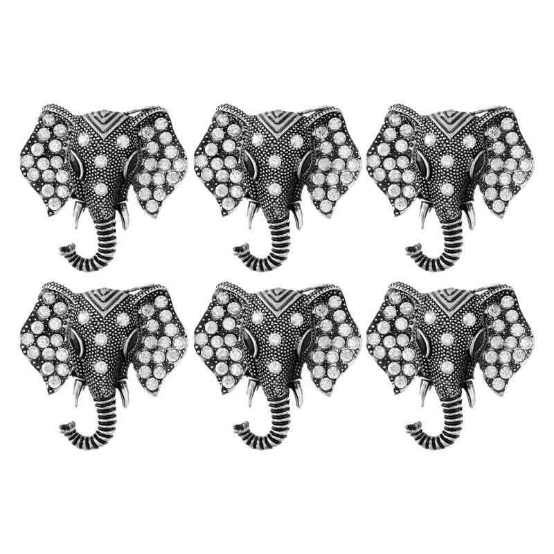 6/12pcs Retro Elephant Napkin Rings Chic Rhinestone Elephant Napkin Ring Western Napkin Buckle Table Decoration