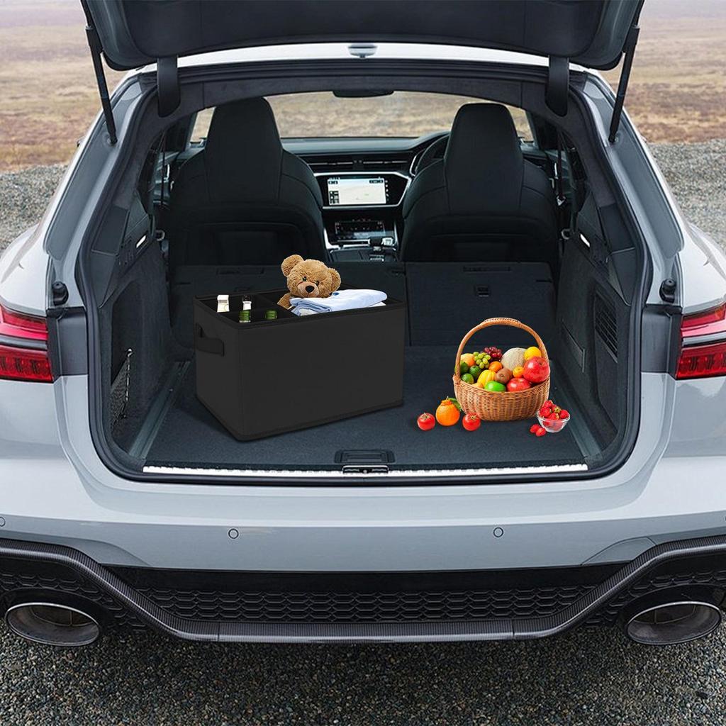 Trunk Box Large Capacity Car Trunk Storage Space-Saving Foldable Leather Bin No Lid Holder For Van Truck Driver Groceries Road