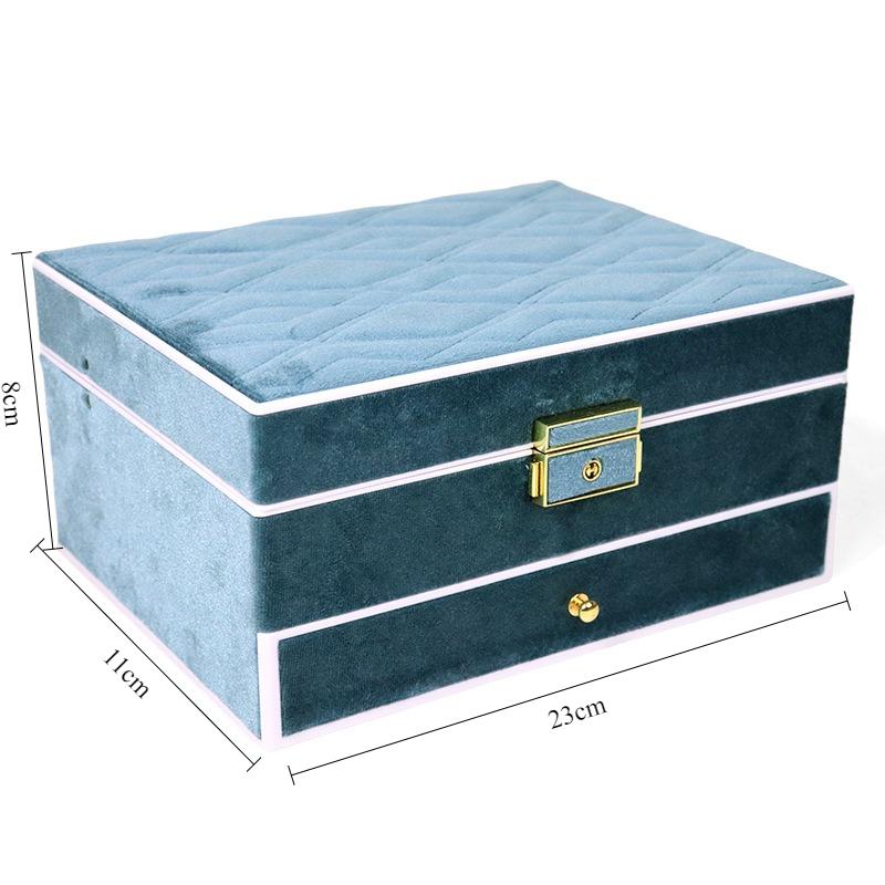 

Large Capacity Jewelry Organizer Box Necklace Rings Protect Case LED Light Jewellery Display Boxes Drawer Bracelet Storage Cases синій