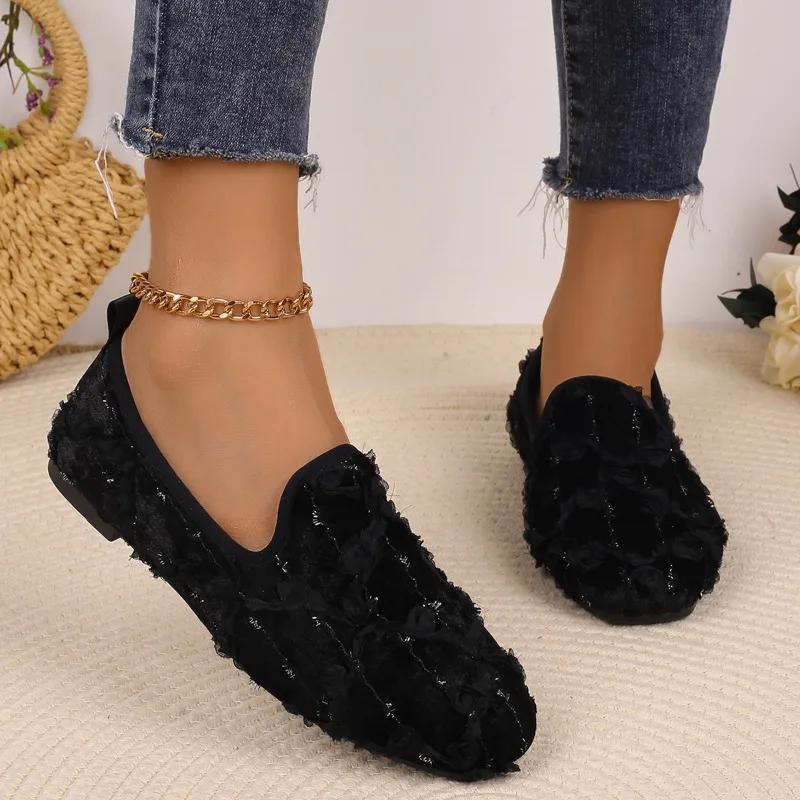 Shoes for Women 2025 High Quality Slip On Women's Flats Plus Size Casual Flats Women Round Toe Soft Bottom Outdoor Ladies Shoes