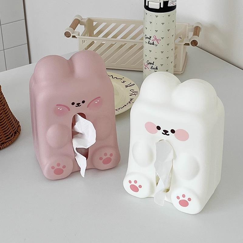 Cute Bunny Living Room Coffee Table Tissue Box Organizer Desktop Paper Box Dormitory Kawaii Bathroom Wall Mounted Tissue Box