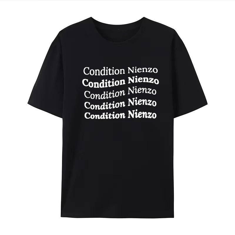 

New Condition Nienzo Letter Short Sleeved Round Neck Y2k Tshirt Men Clothing New in Top Tees Mens TShirt Camisetas L
