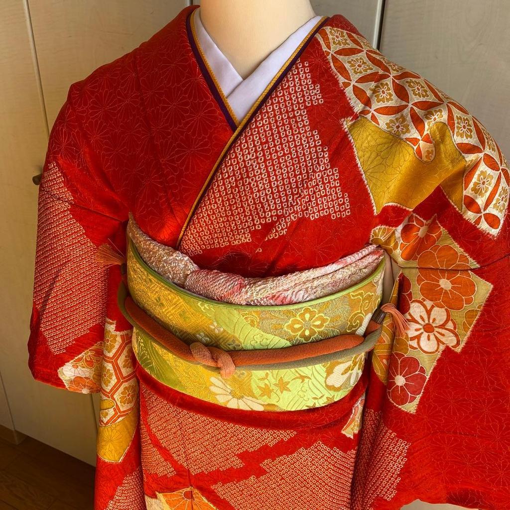 Used Furisode, coming-of-age ceremony, wedding ceremony, shibori