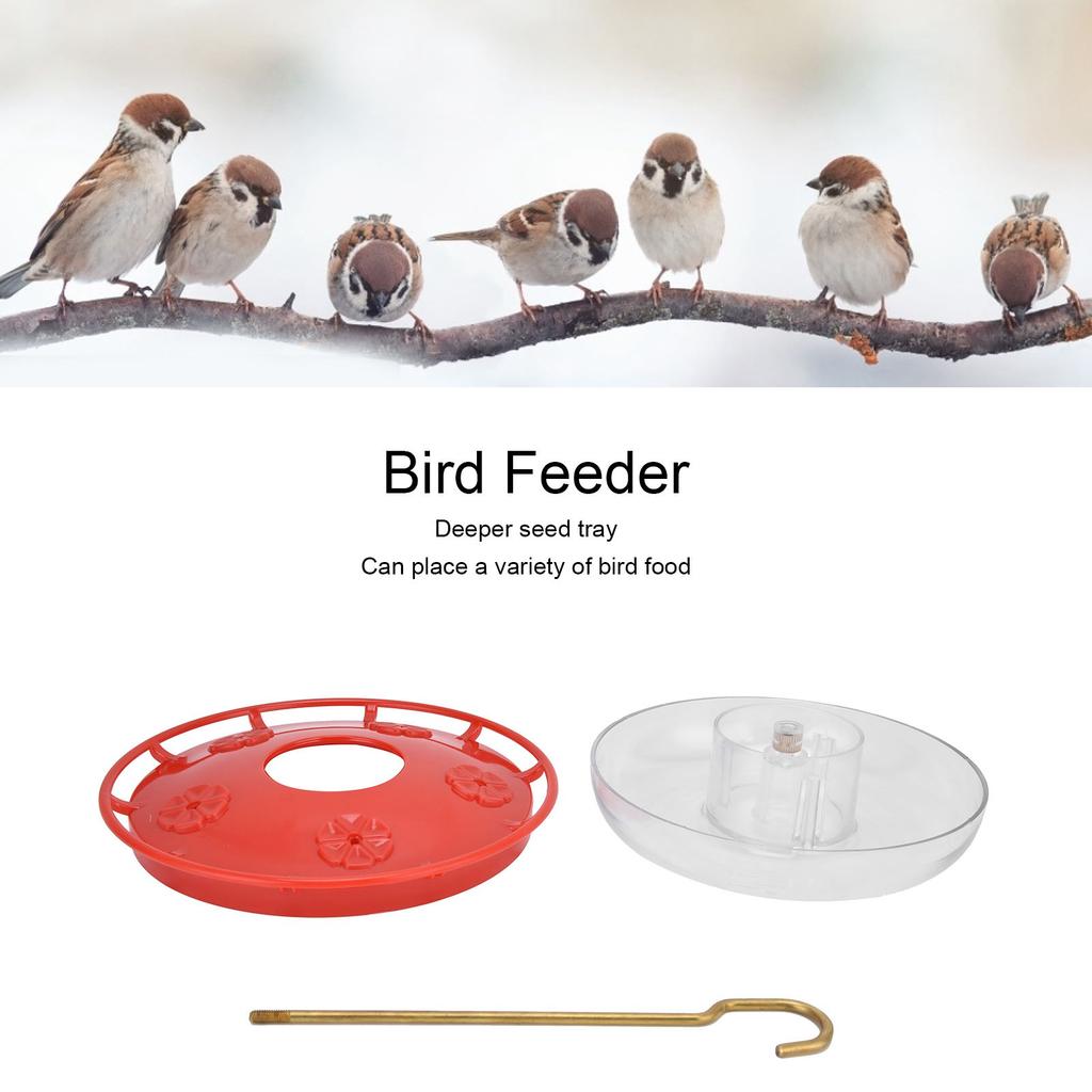 CourtyardShaped Bird Feeder Transparent Hanging Bird Water Feeder for Garden Terrace(Red )