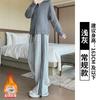 Striped Fleece Sweatpants Women's Autumn and Winter New Straight and Thin Wide-leg Pants Casual Small Loose Sweatpants