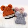 Hat Women's Winter Adult Plus Velvet Double Fur Ball Pullover Woolen Hat Korean Version Cute Cold Hat Personalized Warm Knitted Hat