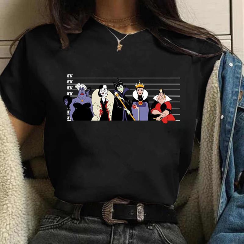 Fashion Disney Villain Queen Women T-shirt Harajuku 90s Ladies Aesthetic Friends T-shirt Kawaii Summer Short Sleeves T Shirt XXL