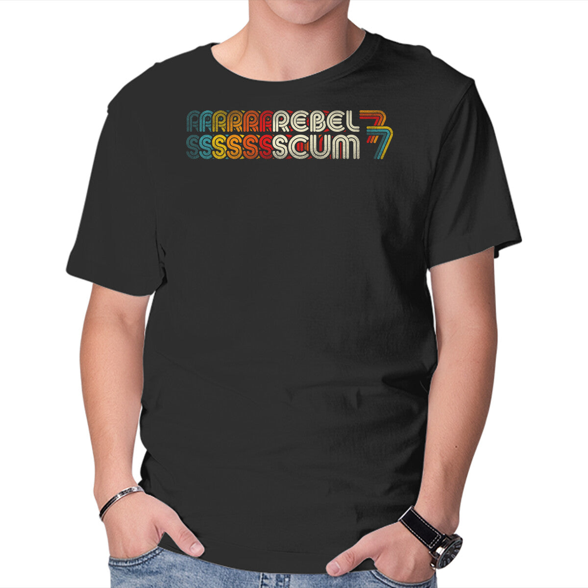 Unisex Crew Neck T-Shirt Rebel Scum 77 Graphic Short Sleeve Casual Tee XXL