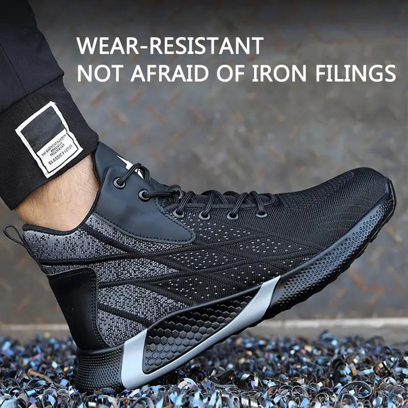 Fashion Security Protective Shoes High Top Safety Shoes Men Anti Smashing Anti Puncture Work Shoes Men Work Safety Boots