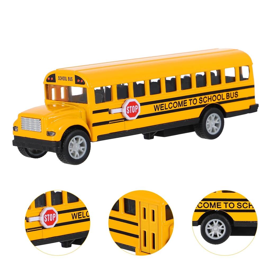 Toyvian School Bus Toy Diecast Model Car School Bus Toy with Opening Doors for Everyday Play 132