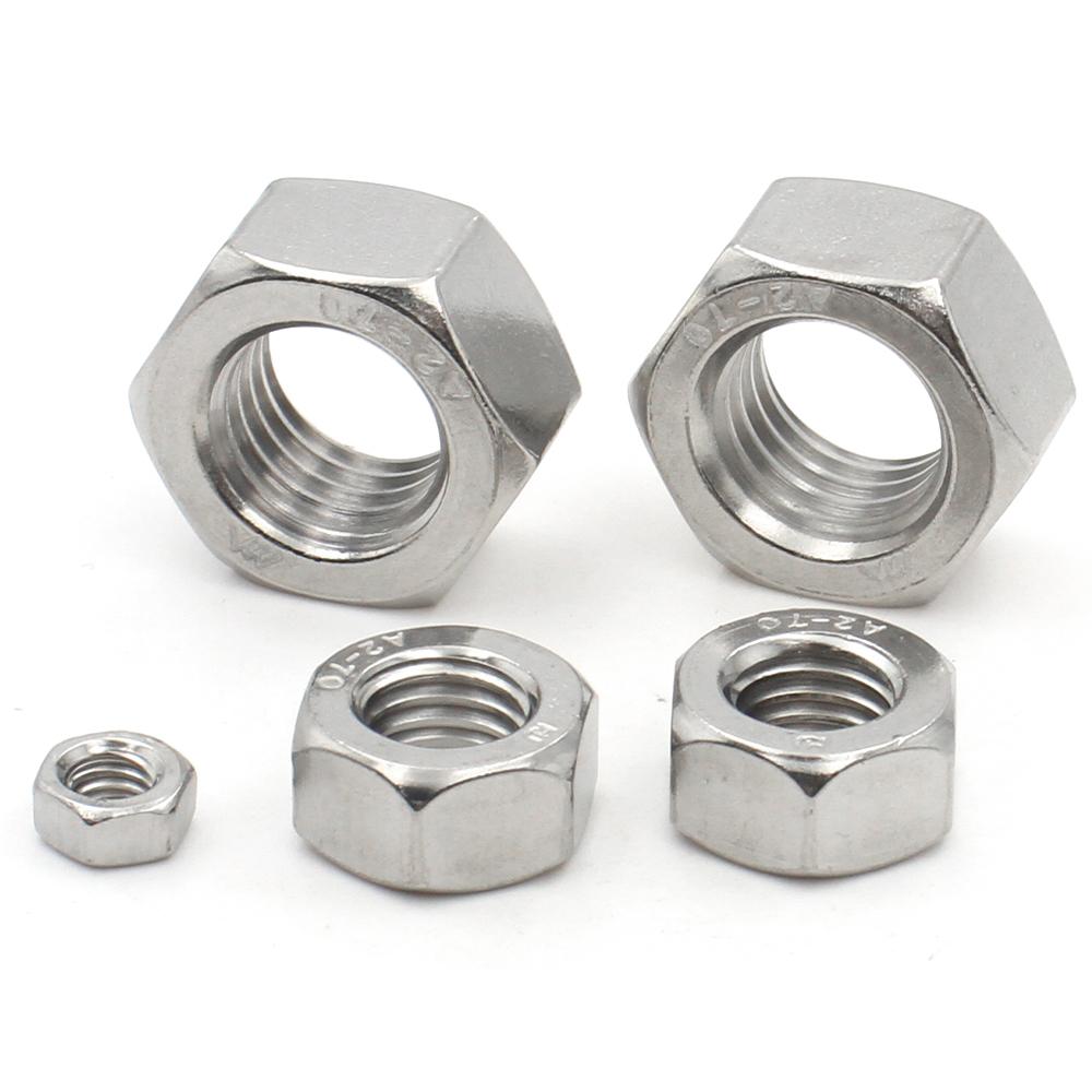 304 Stainless Steel 1/2/5/10/20/25/50 pcs M1 M1.2 M1.4 M1.6 M2 M2.5 M3 M3.5 M4 M5 M6 M8 M10-M36  Hex Hexagon Nuts DIN934 Metric
