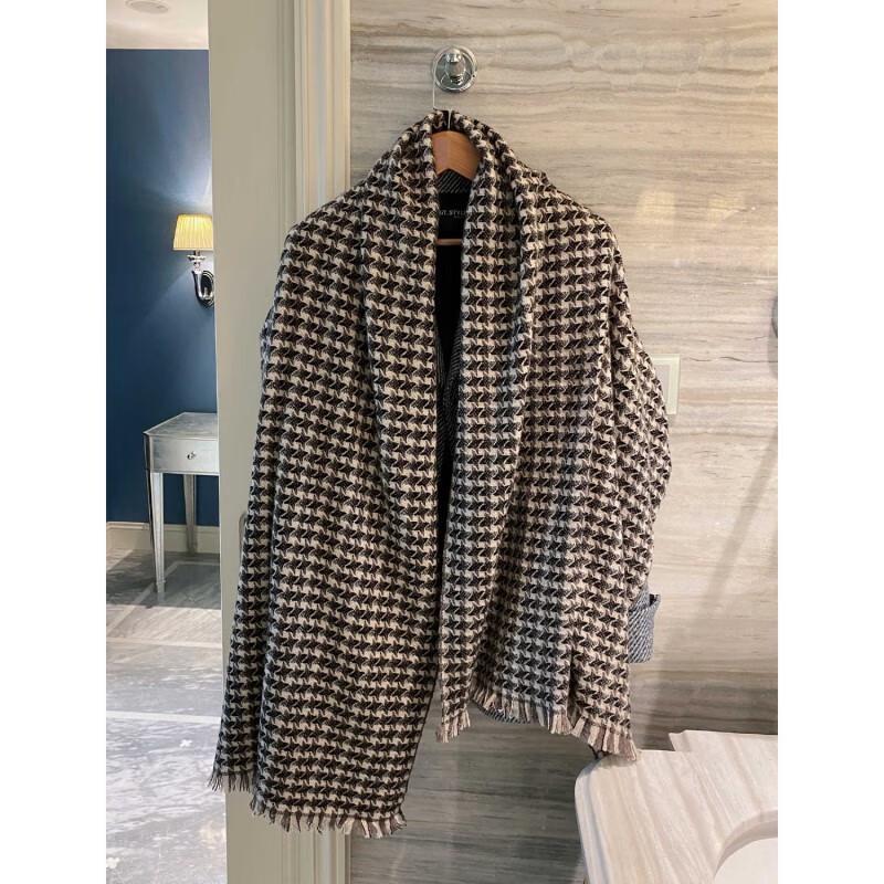NINA SOLOR 100% Cashmere Houndstooth Scarf Shawl