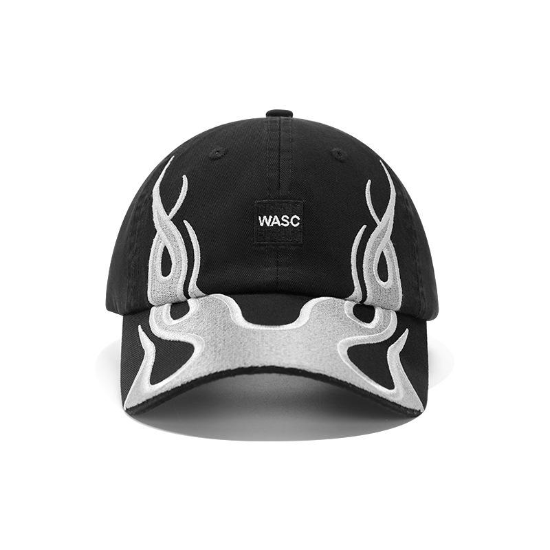 Amerikanische Hip Hop Schwerindustrie Stickerei Flamme Baseballkappe Herren- und Damen-Trendmarke Vertiefter Großer Kopfumfang Outdoor High Street Kappe
