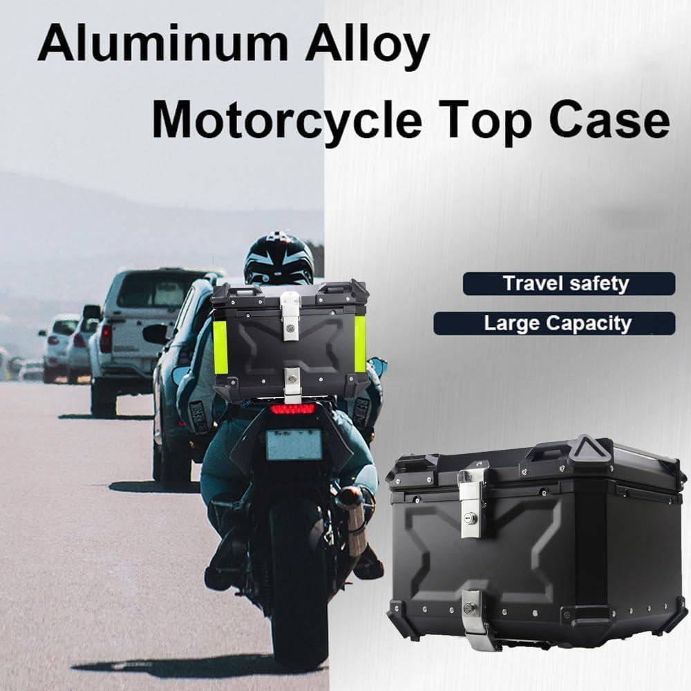 45L Universal Black Rear Luggage Case Waterproof Helmet Box Motorcycle Tail Storage Box Aluminum Alloy Motorbike Trunk Tail Box