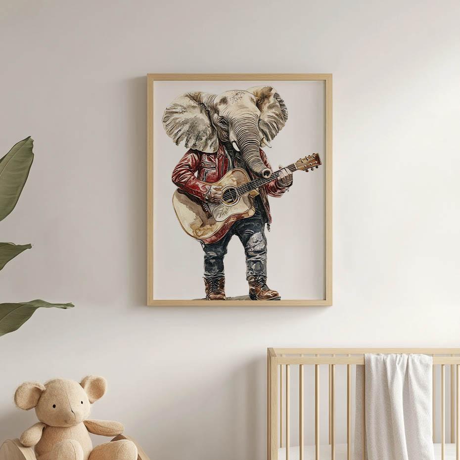 Elephant Melody Poster Elephant Melody Poster, 70X100 Cm, Dark Brown Wooden Frame, 230 Gsm Matte Paper