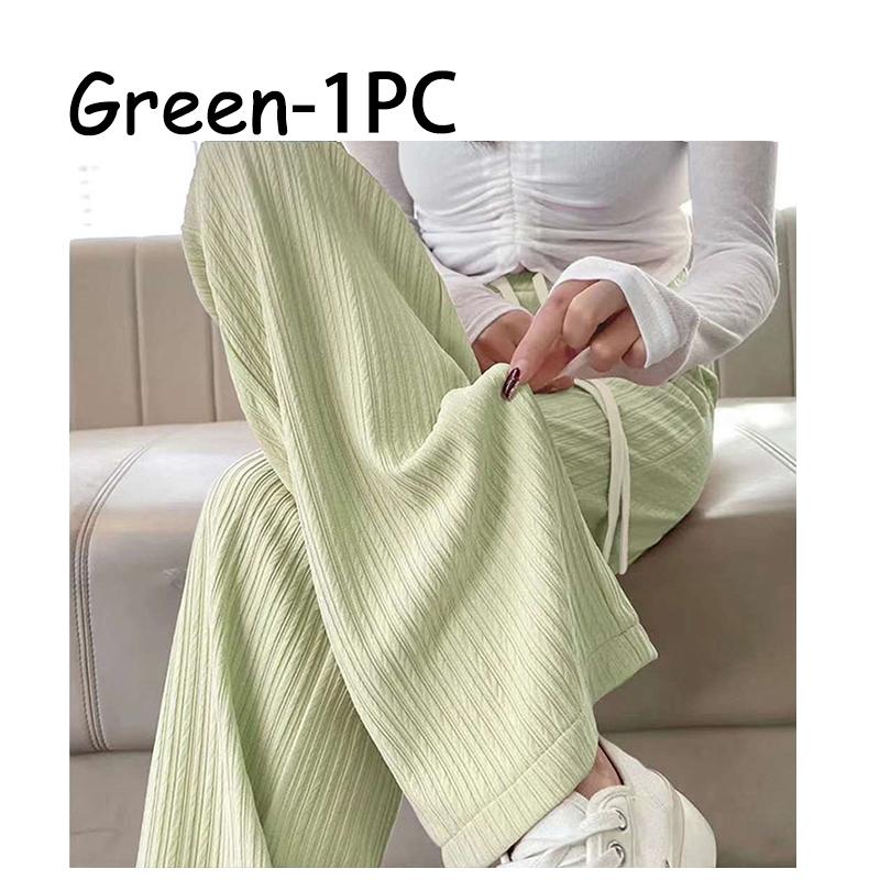 

Летние новые женские брюки Bubble Milk Puff Cloud с высокой талией, узкие прямые повседневные брюки Cloud Puff Wide Leg Free size(40-75KG) светло-зеленый