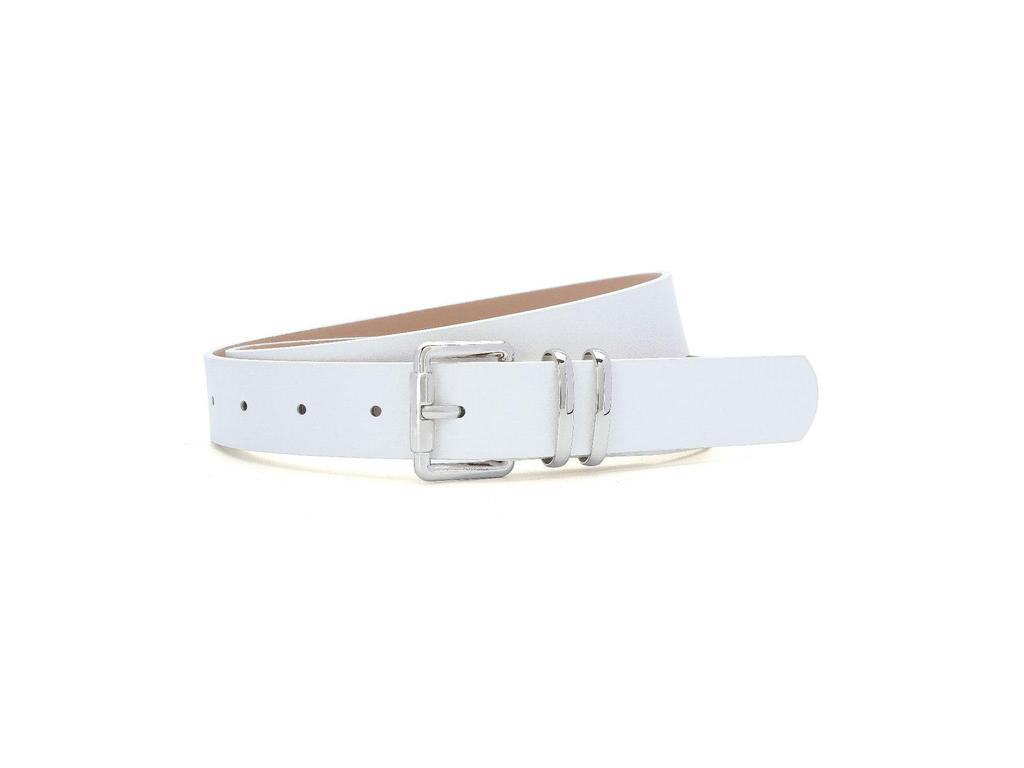 Silver Buckle Leather Women's Belt - Fashionable & Versatile for Jeans and Casual Wear