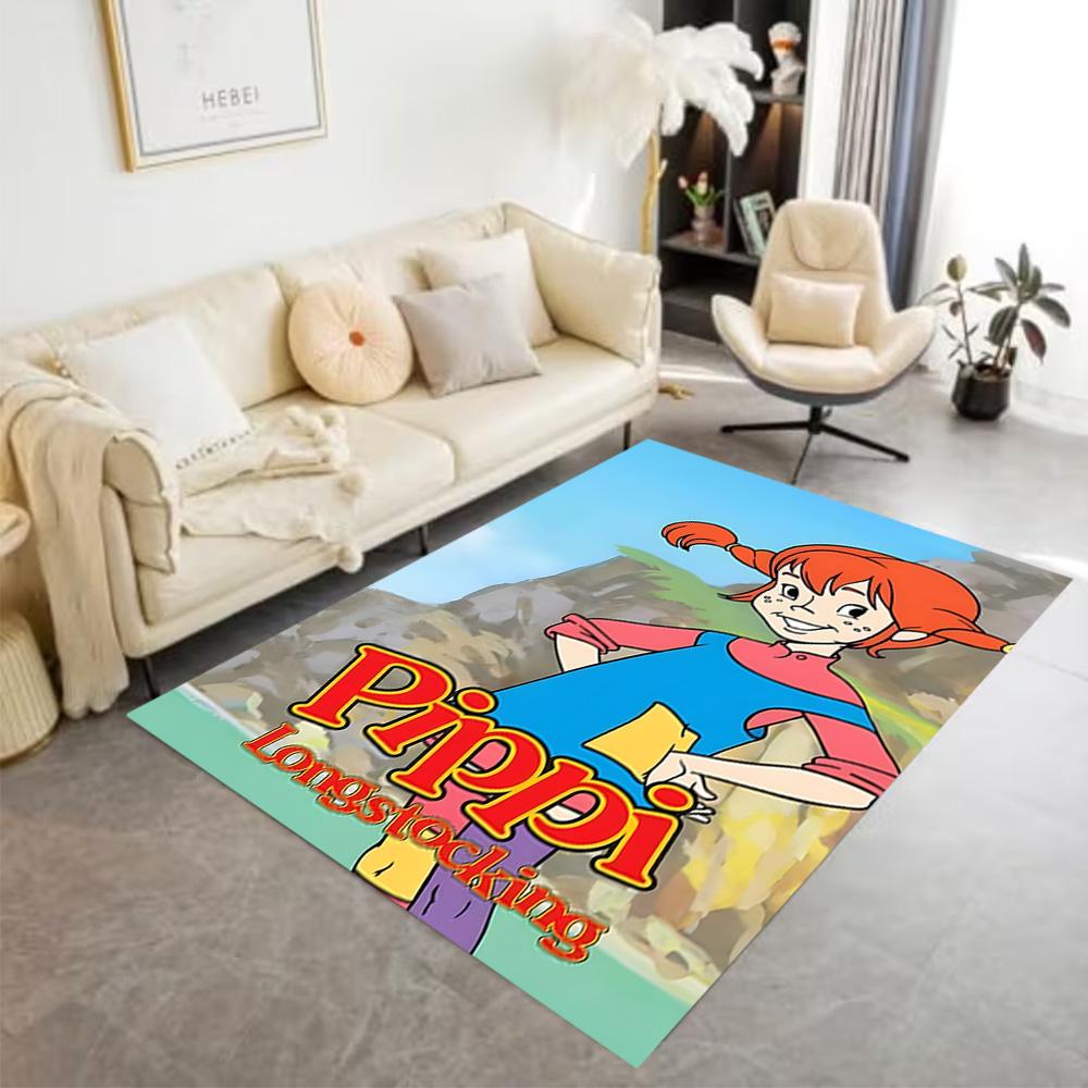 Pippi Adventure Floor Rug Office Rug Design for Living Rooms Outdoor Hallway Balcony Anti-slip Rug Anime Office Decor Perfect Gift for Women/Men